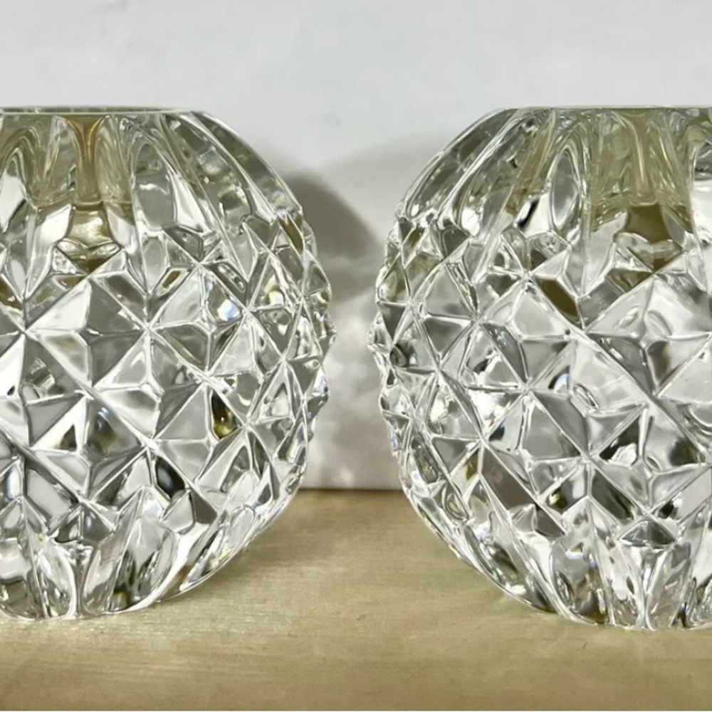 2 Waterford Crystal Round Candlesticks 2-1/2" Candle Holders Candleholders